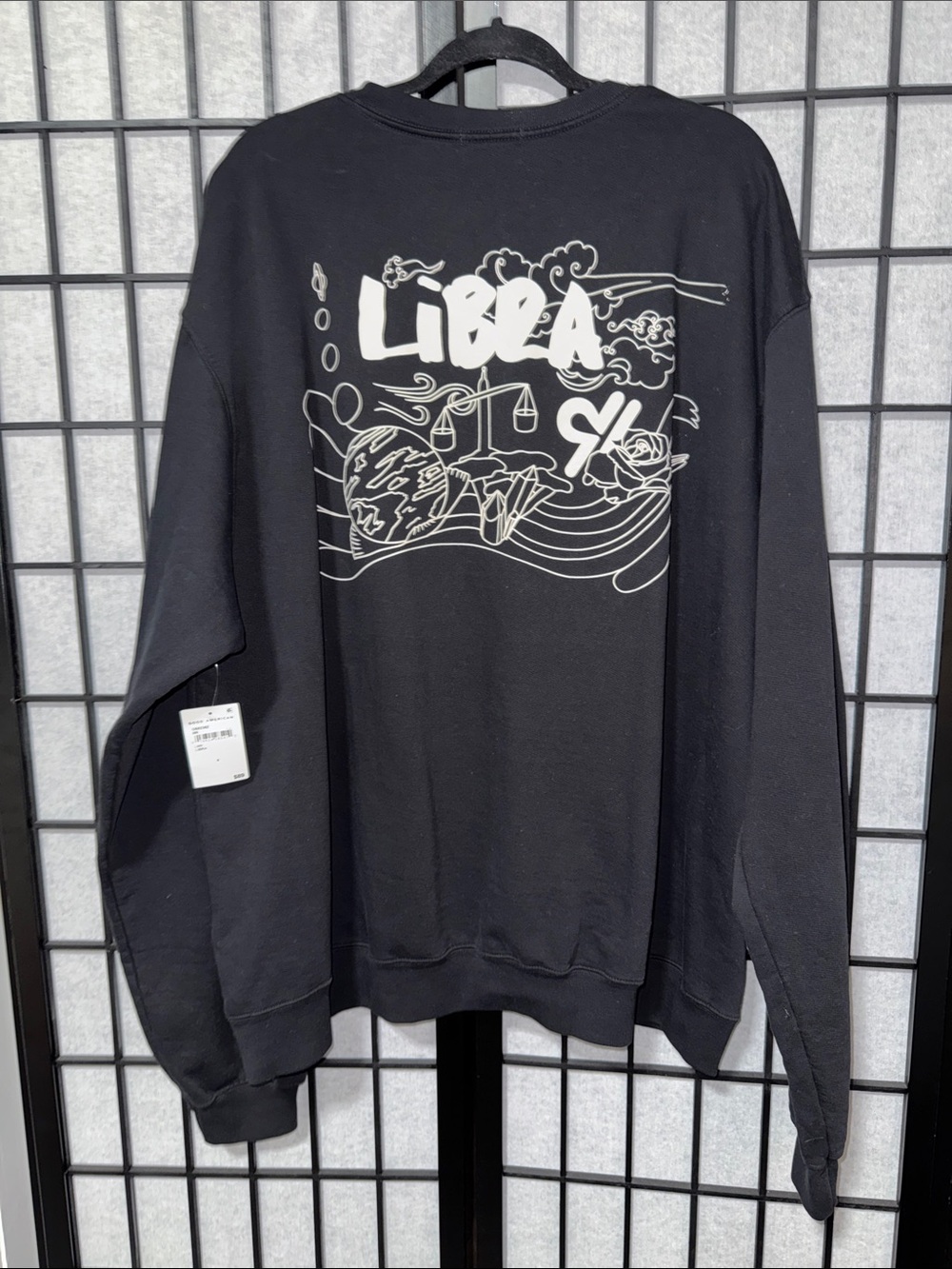Good American Libra Boyfriend Sweatshirt Black Size 6 NWT - Picture 3 of 5